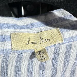 Love Notes Sky and Ivory Striped Blouse
